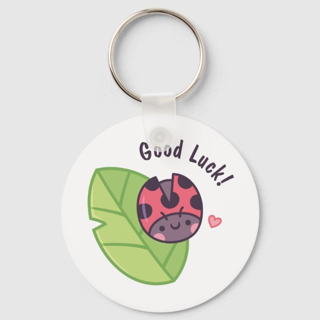 Cute Little Ladybug Doodle Good Luck Keychain (Front)