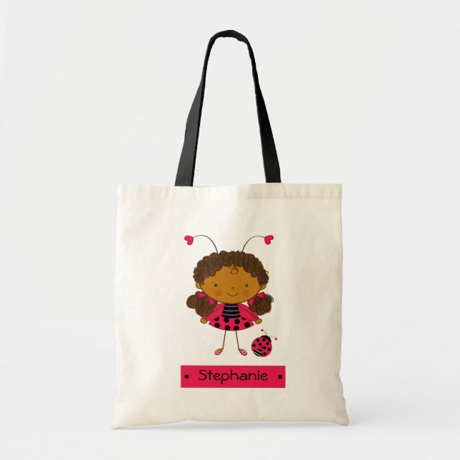 Cute little ladybug girl personalized bag (Front)