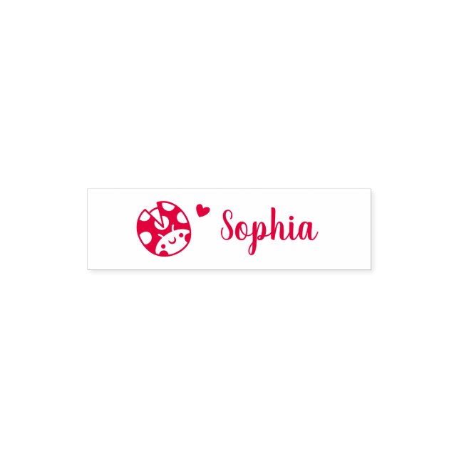 Cute Little Ladybug Girls Personalized Pocket Stamp (Design)