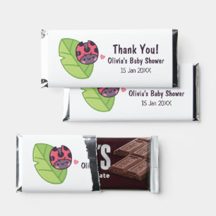 Cute Little Ladybug On Leaf Baby Shower Favor Hershey Bar Favors