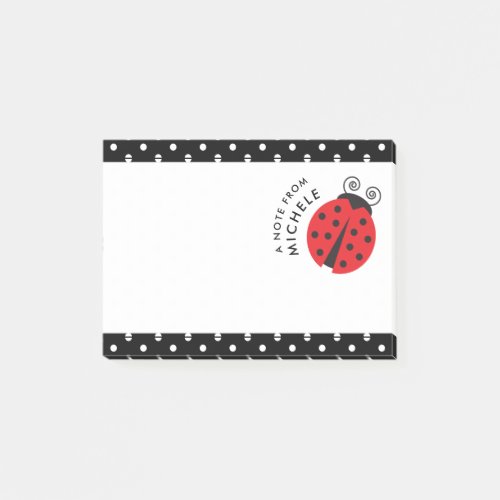 Cute Little Ladybug Polka Dot Retro Notes