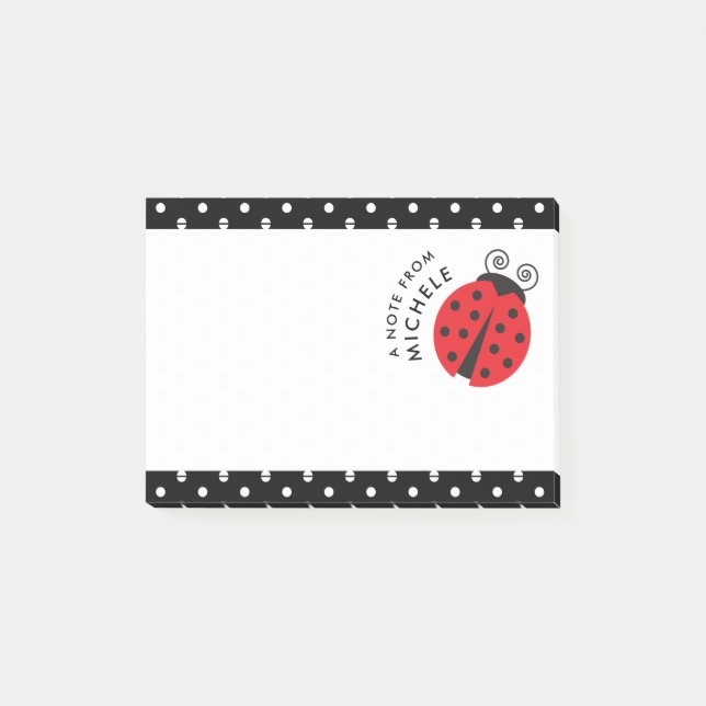 Cute Little Ladybug Polka Dot Retro Notes (Front)