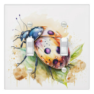 Cute Little Ladybug Watercolor Art Light Switch Cover