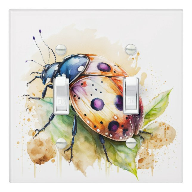Cute Little Ladybug Watercolor Art Light Switch Cover (In Situ)