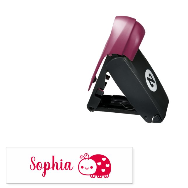 Cute Little Ladybug With Hearts Doodle Girls Pocket Stamp (Open with Design)