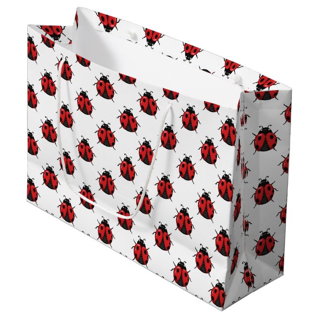Cute little ladybugs tiled pattern  large gift bag (Front Angled)