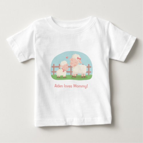 Cute Little Lamb and Mommy Baby T_Shirt