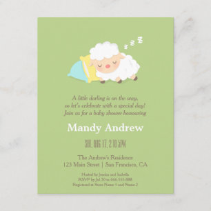 Cute Little Lamb Baby Shower Party Invitations