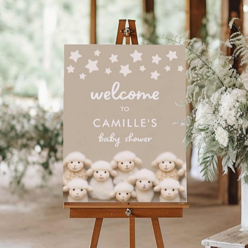 Cute Little Lamb Baby Shower Welcome Sign