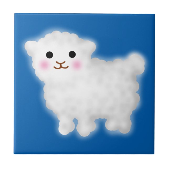 Cute Little Lamb Ceramic Tile (Front)