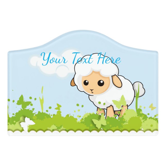 Cute Little Lamb Door Sign (Small Crest Front)
