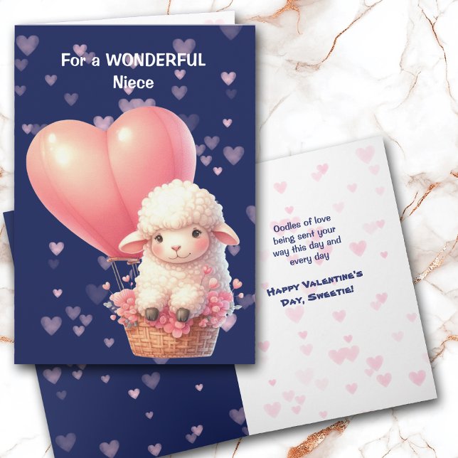 Cute Little Lamb Heart Balloon Valentine Card (Creator Uploaded)