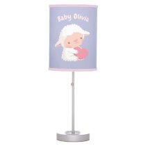 Cute Little Lamb Hugging Heart Baby Nursery Table Lamp