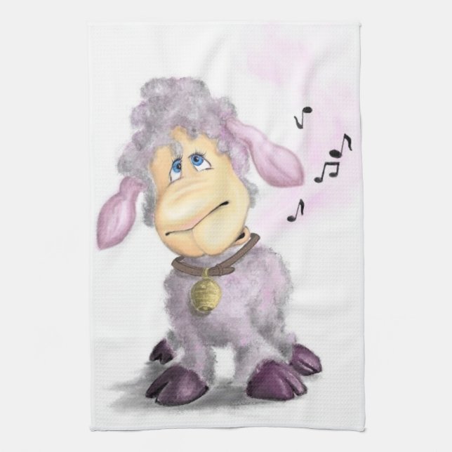 Cute Little Lamb with Bell Kitchen Towel (Vertical)