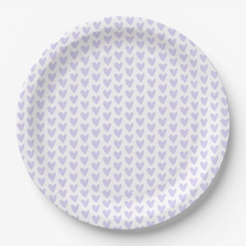 Cute Little Lavender Hearts Pattern Paper Plates