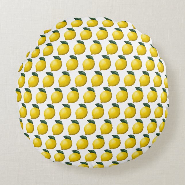 Cute Little Lemon Round Pillow (Front)