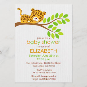 Cute Little Leopard Baby Shower Invitation