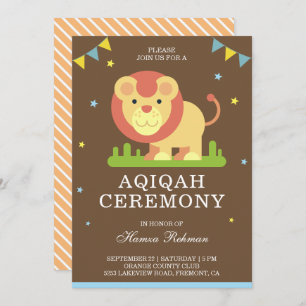 Cute Little Lion Aqiqah Invitation