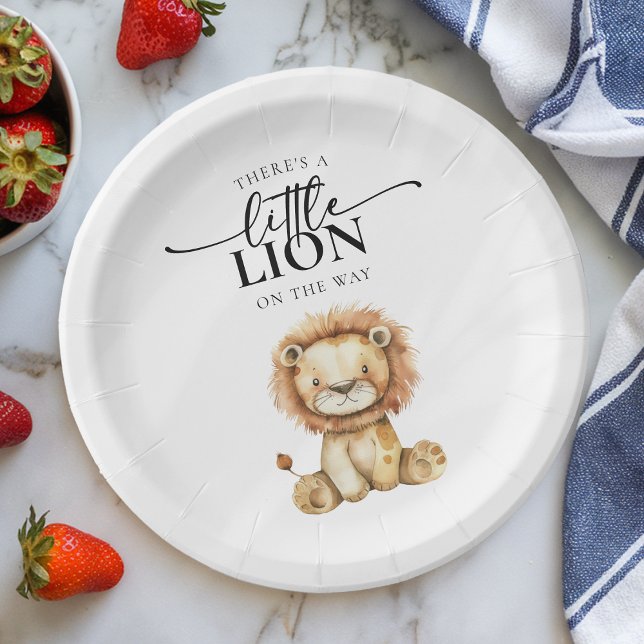 Cute Little Lion Baby Shower Paper Plates (Creator Uploaded)