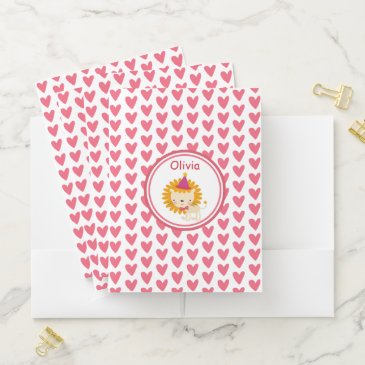 Cute Little Lion & Hearts - Personalized Kids' 