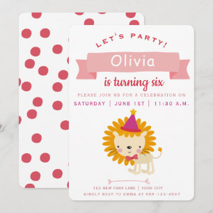 Cute Little Lion Kids Birthday Party Invitation