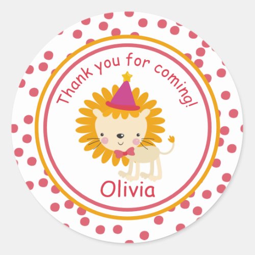 Cute Little Lion _ Kids Birthday Thank You Classic Round Sticker