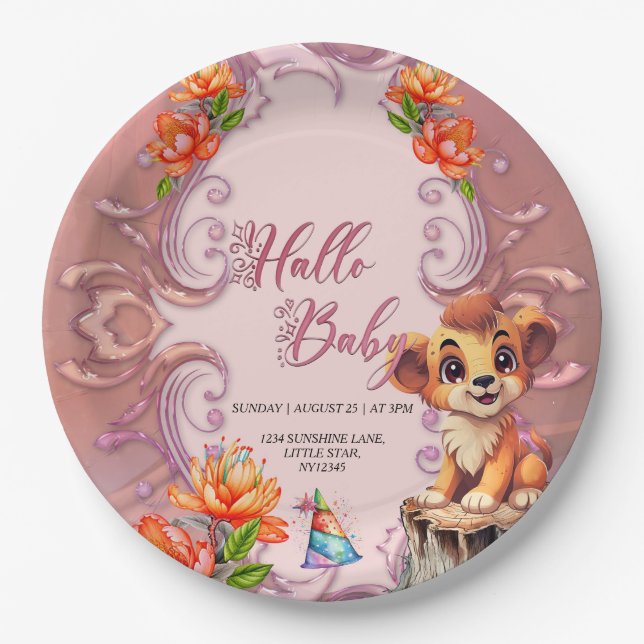 Cute little lion  paper plates (Front)