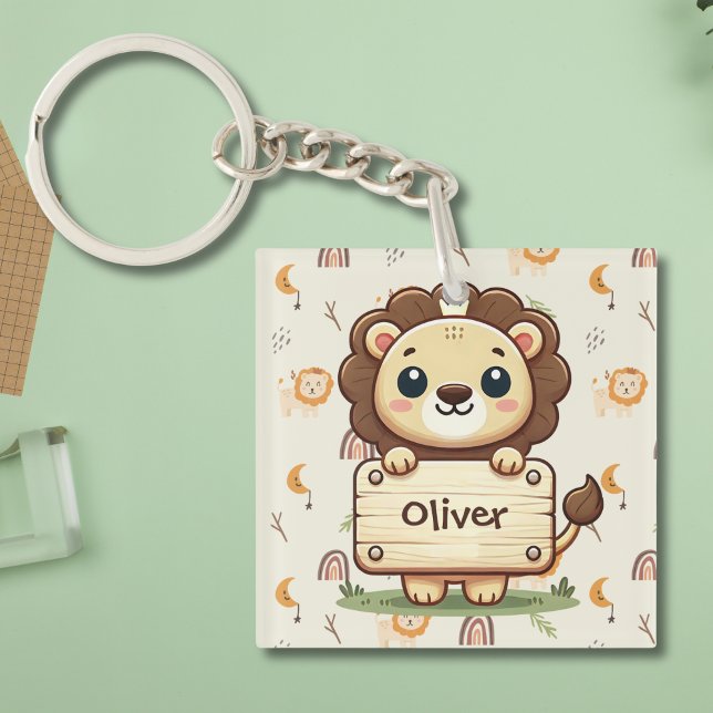 Cute Little Lion with a Name Sign Keychain (Creator Uploaded)