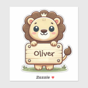 Cute Little Lion with a Name Sign Sticker