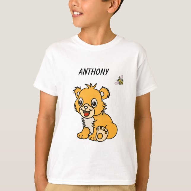 cute little lion with bee T-Shirt  (Front)