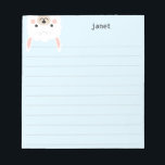 Cute Little Llama, Blue Personalized Lined Notepad<br><div class="desc">These cute notepads feature a llama peeking in at the top of the notepad.  Use the template to add your name.  The "customize further" feature allows you to access the advanced menus where you can change the font,  layout and background colors.</div>