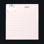Cute Little Llama, Pink Personalized Lined Notepad<br><div class="desc">These cute notepads feature a llama peeking in at the top of the notepad.  Use the template to add your name.  The "customize further" feature allows you to access the advanced menus where you can change the font,  layout and background colors.</div>
