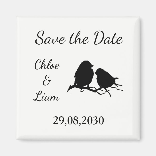 Cute Little Love Birds- Custom Save the Date Magnet (Front)