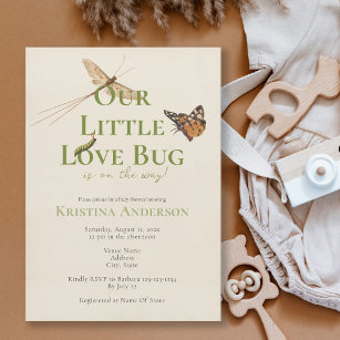 Cute Little Love Bug Baby Shower Invitation