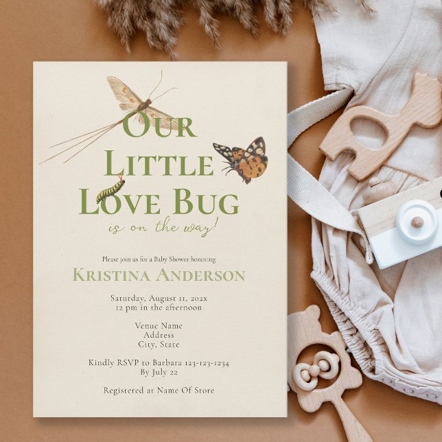 Cute Little Love Bug Baby Shower Invitation (Creator Uploaded)