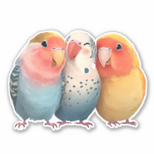Cute Little Lovebirds Sticker