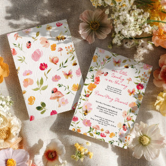 Cute Little Lovebug Spring Garden Baby Shower Invitation