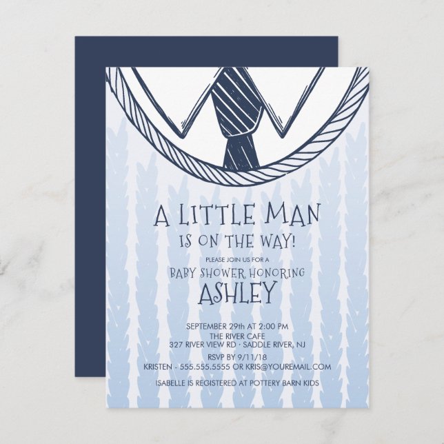 Cute Little Man Baby Shower Invitation (Front/Back)
