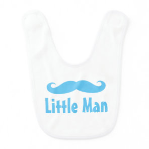 Cute Little Man blue mustache bib for new baby