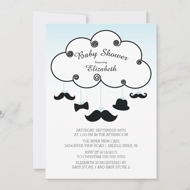 Cute Little Man Mustache Baby Shower Invitations (Front)