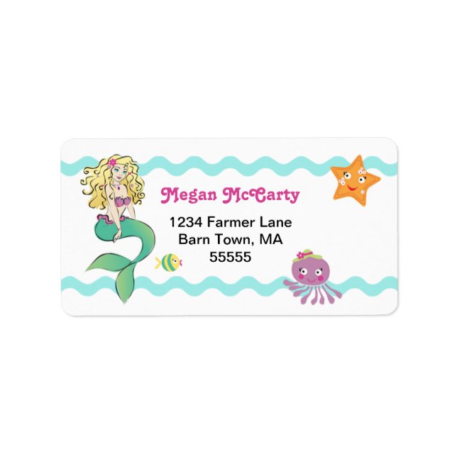 Cute Little Mermaid Address Label (Front)