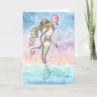 Cute Little Mermaid Birthday Card