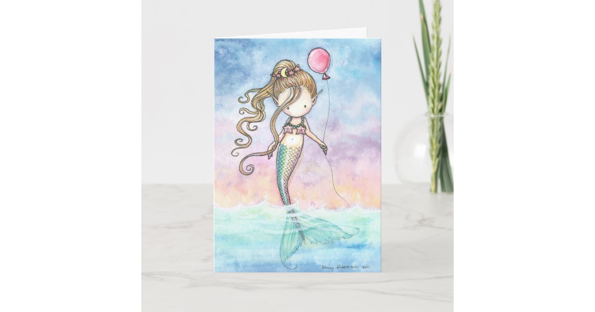 Cute Little Mermaid Birthday Card | Zazzle