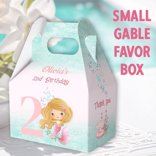 Cute Little Mermaid Blond Hair Birthday Pink Favor Boxes