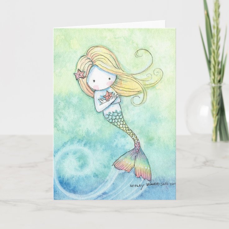 Cute Little Mermaid Card by Molly Harrison | Zazzle