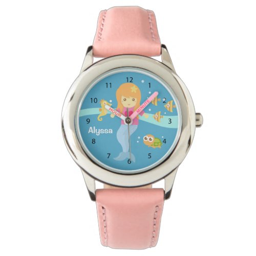 Cute Little Mermaid Girl Under the Sea Animals Watch