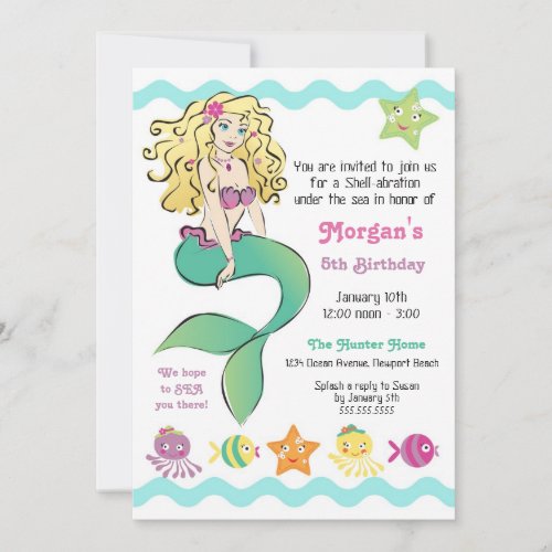 Cute Little Mermaid Custom Announcements