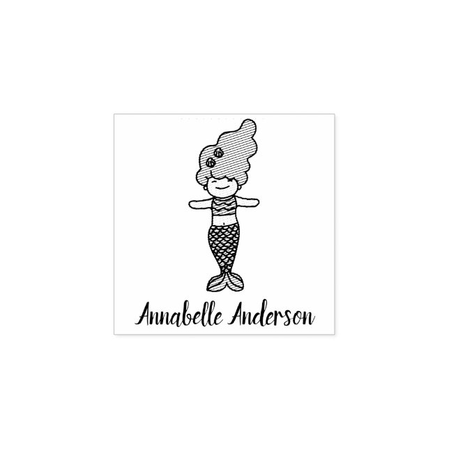 Cute little Mermaid Personalize Rubber Stamp (Imprint)