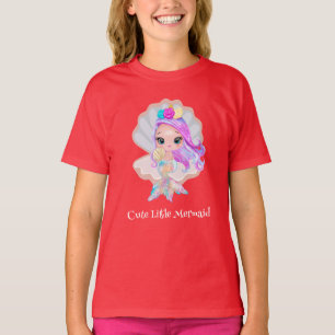 Cute little mermaid rainbow colorful birthday kids T-Shirt