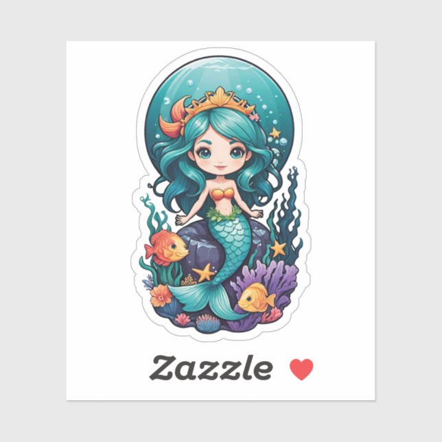 Cute Little Mermaid Sticker (Sheet)